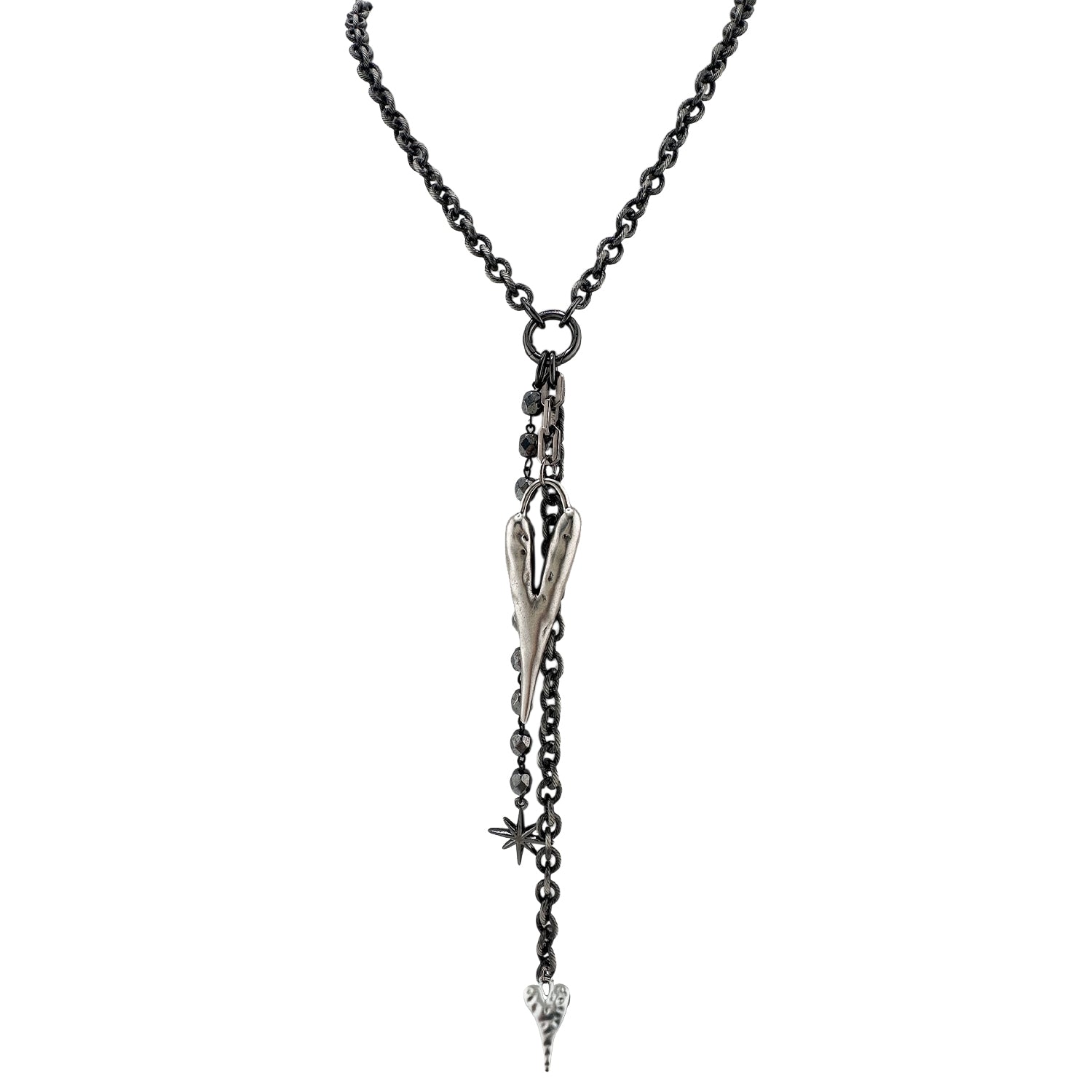  love lisa vixon heart necklace with gunmetal chain and charms