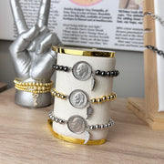 Love Lisa Wings and Wishes dime bracelet stacked style

