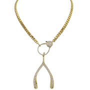 Love Lisa wishbone sparkle charm necklace gold pavé jewelry