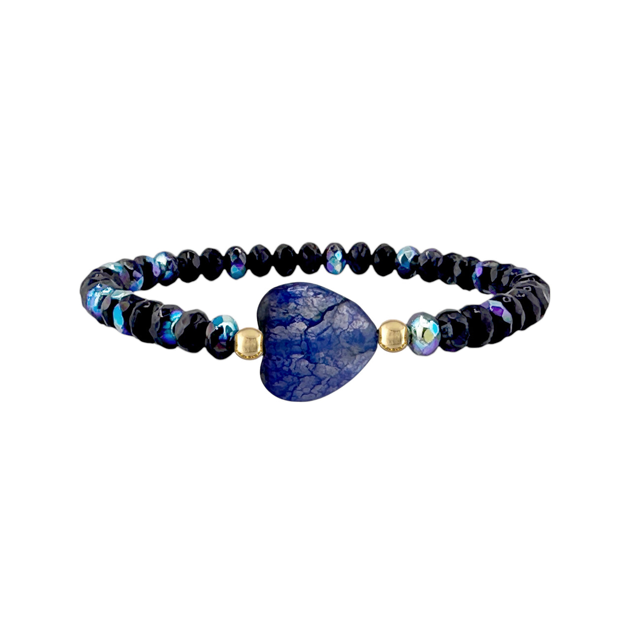 Navy Blue Harper Heart Bracelet by Love Lisa promoting peace and serenity with heart worry stone
