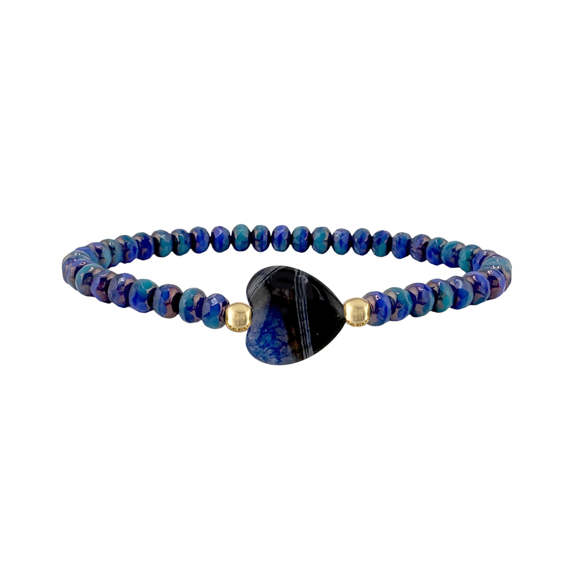 Love Lisa Worry Stone Harper Heart Bracelet with blue gemstone heart center