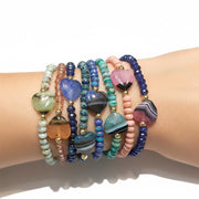 Stack of Love Lisa Harper Heart Worry stone Bracelets in assorted calming gemstone colors
