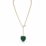 worry stone long heart necklace green aventurine gemstone pendant love lisa