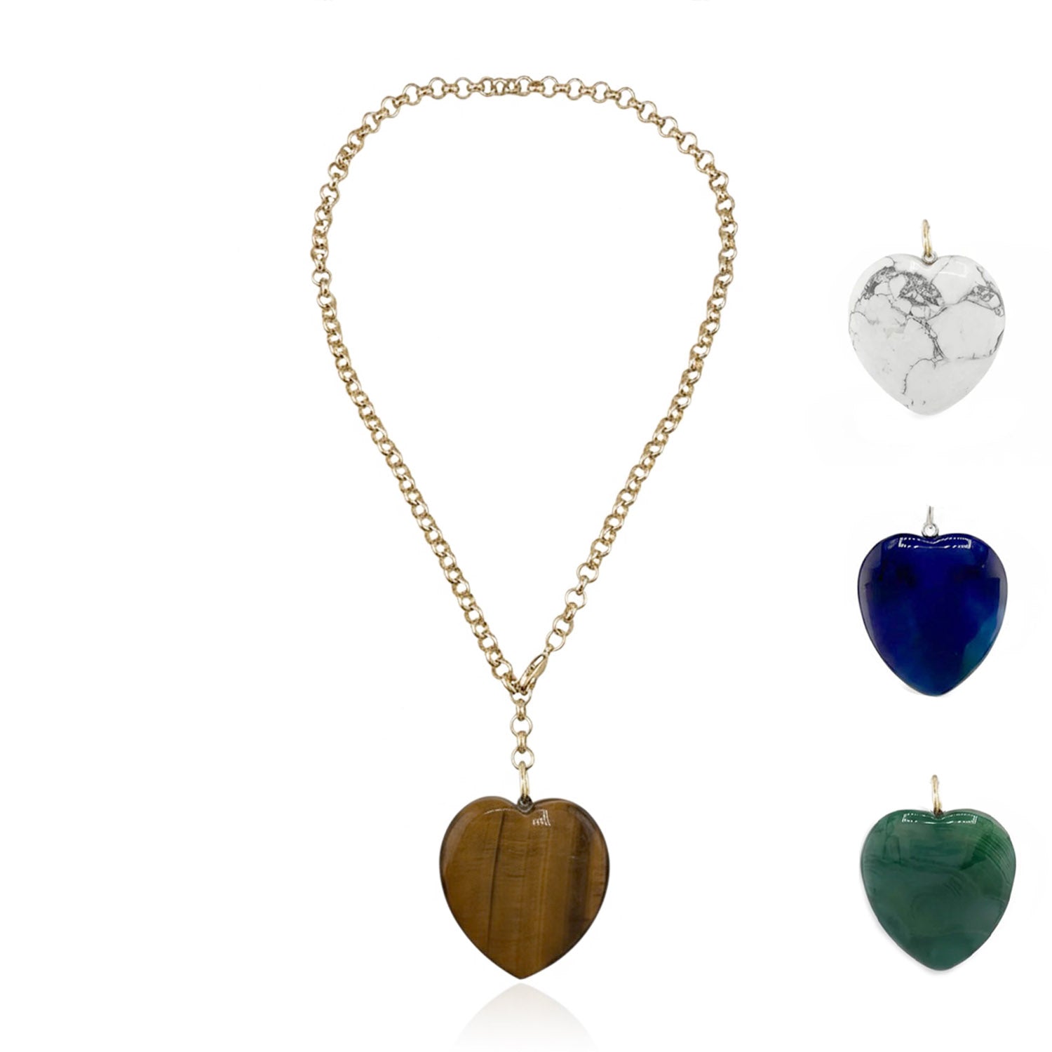 Necklace with heart-shaped pendants on a white background