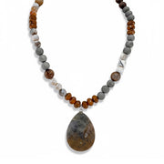 Love Lisa Worry Stone Oval agate Necklace brown gemstone pendant for calm and balance