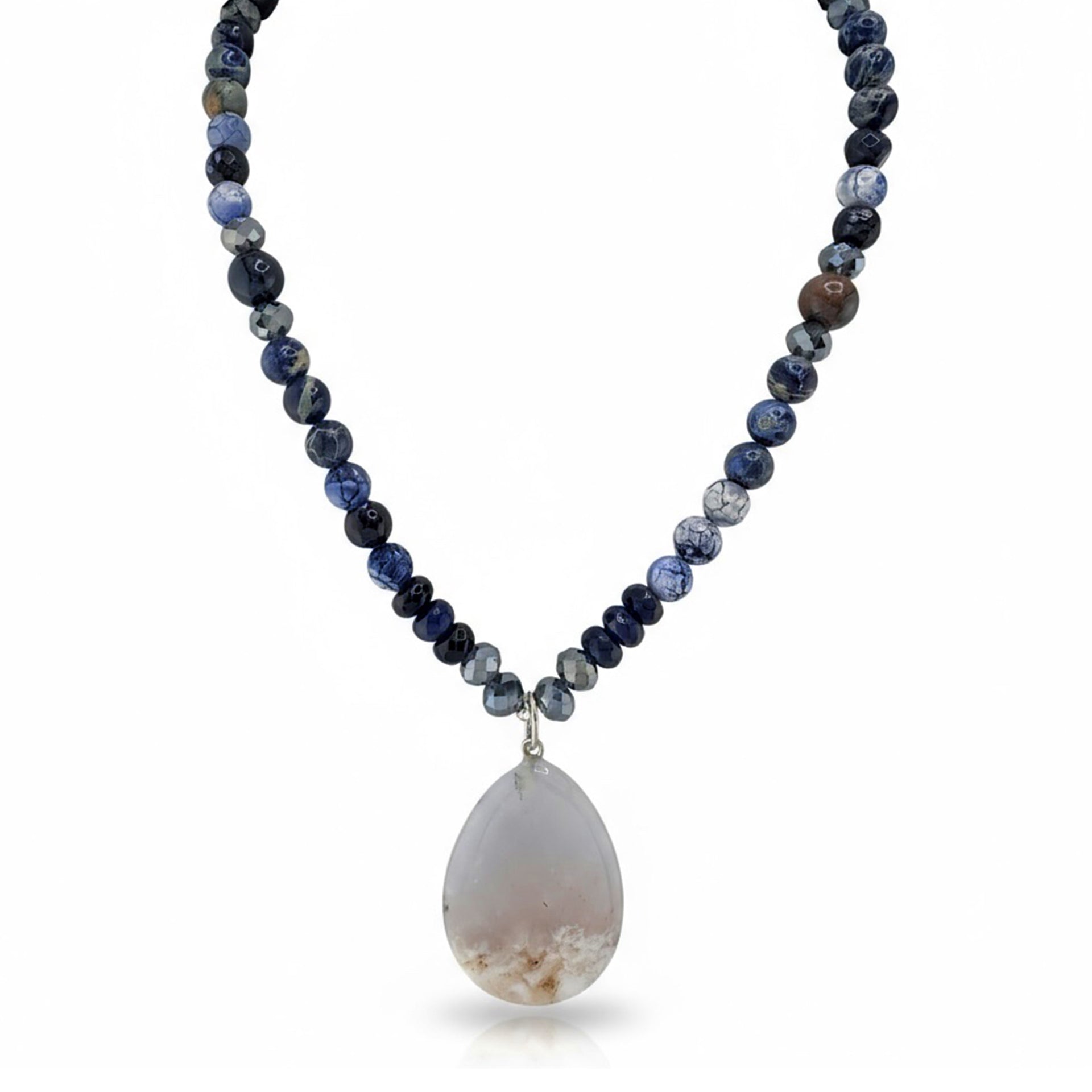 Love Lisa Worry Stone agate Oval Necklace white howlite crystal necklace for peace and clarity