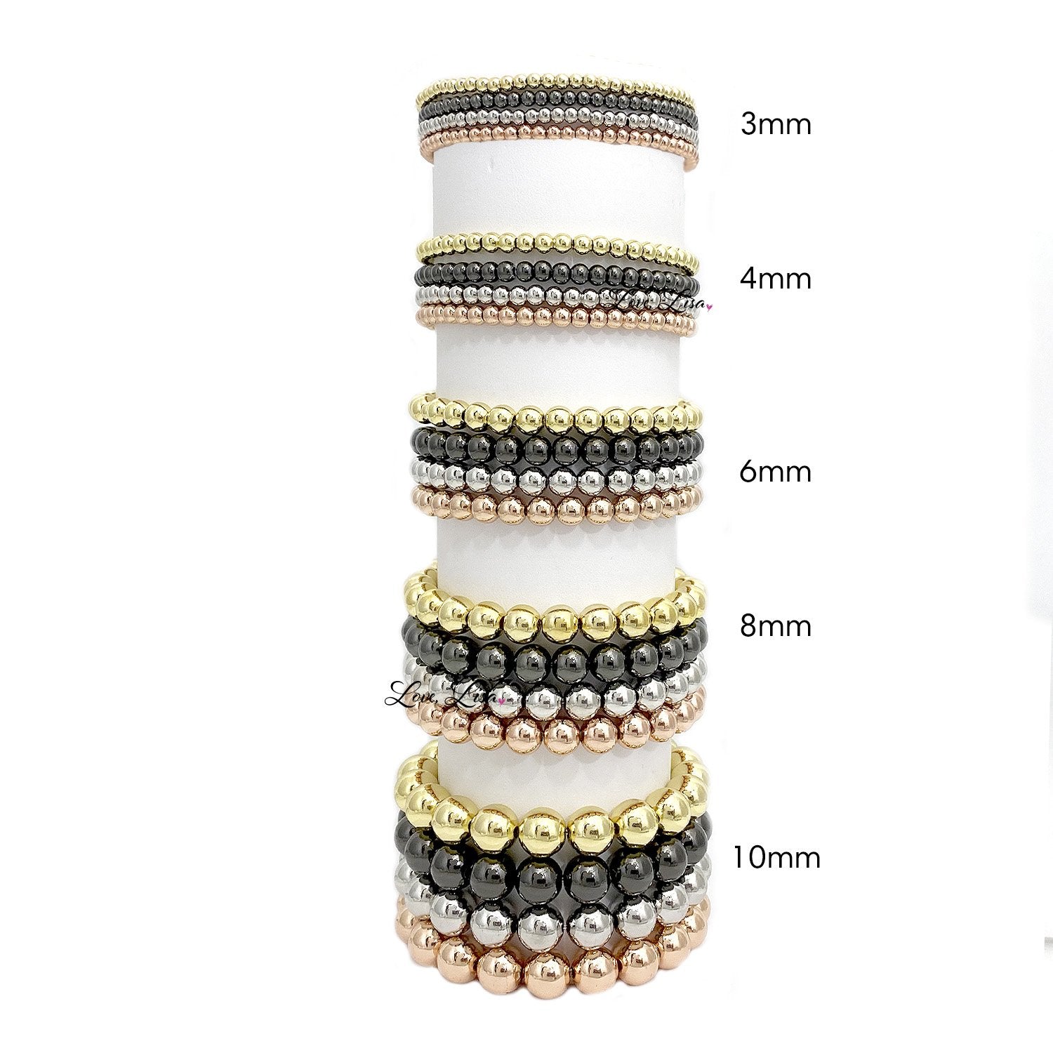 4mm beaded bracelet layered stack jewelry love lisa