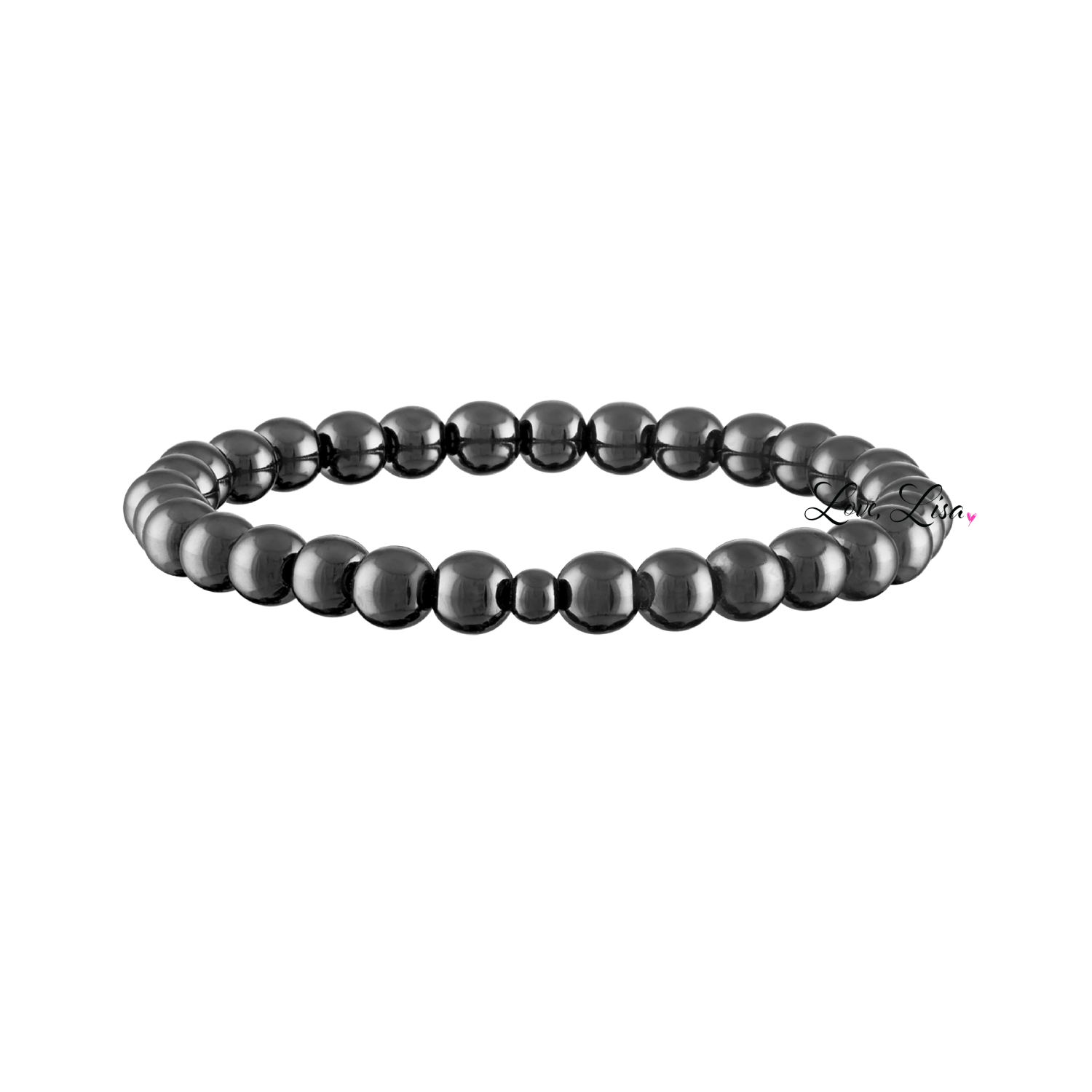 6mm beaded bracelet gunmetal polished brass beads love lisa