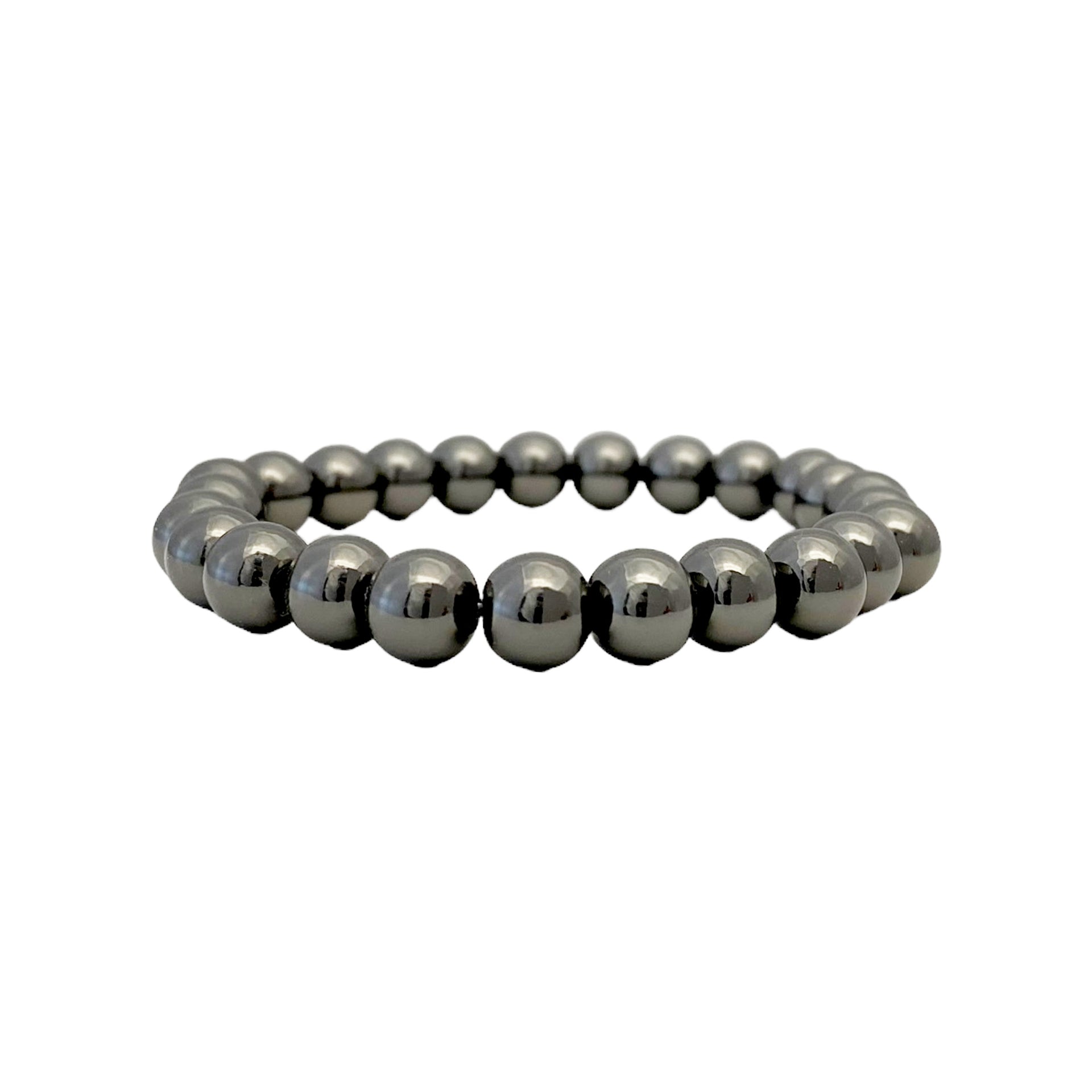 8mm beaded bracelet gunmetal polished beads love lisa
