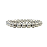 8mm beaded bracelet silver polished beads stretch bracelet love lisa