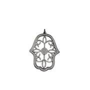 Amani Luxe Hamsa Pendant by Love Lisa in gunmetal pavé filigree style