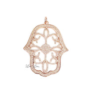 Rose gold hamsa charm with delicate filigree detailing