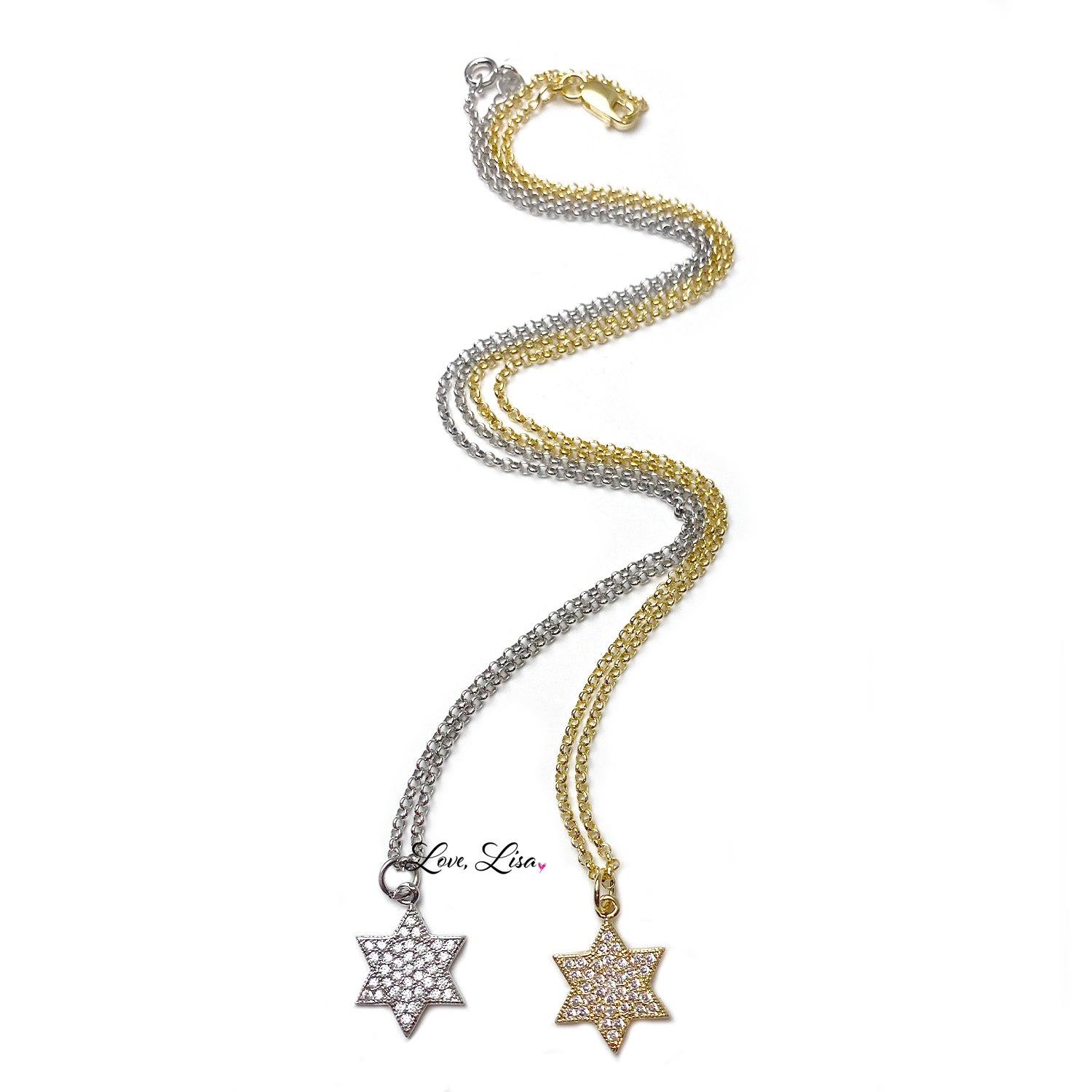 amy star of david necklace charm detail pave star pendant love lisa