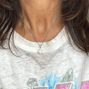 amy star of david necklace silver pave charm worn on model love lisa