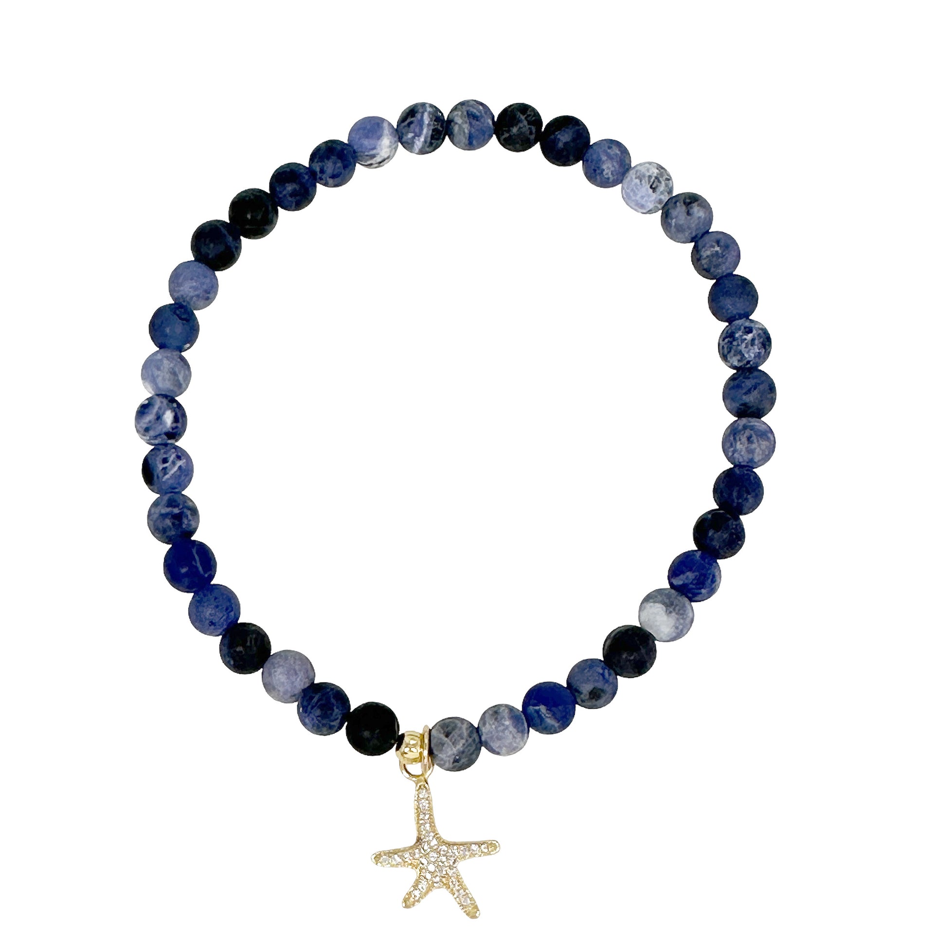 andrea starfish beaded anklet flat lay with blue gemstone beads and gold starfish charm love lisa