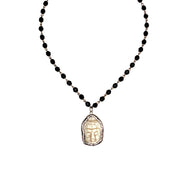 angelina buddha necklace with black beaded chain