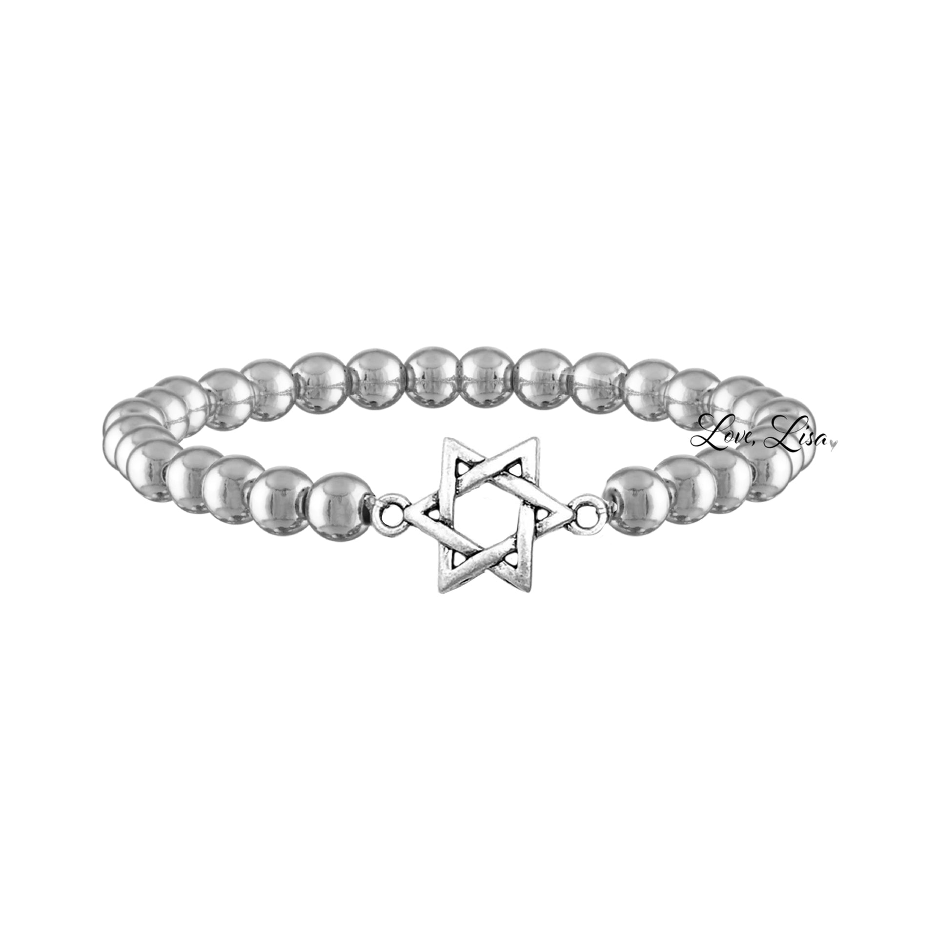 love lisa antique matte jewish star bracelet silver

