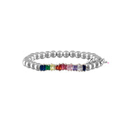 baguette stretch beaded bracelet silver rainbow crystals luxury style love lisa