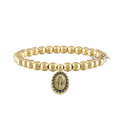 beautiful blessed miraculous beaded bracelet gold stretch bracelet with miraculous medal charm by love lisa jewelry
