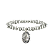 beautiful blessed miraculous beaded bracelet silver stretch bracelet with miraculous medal charm by love lisa jewelry