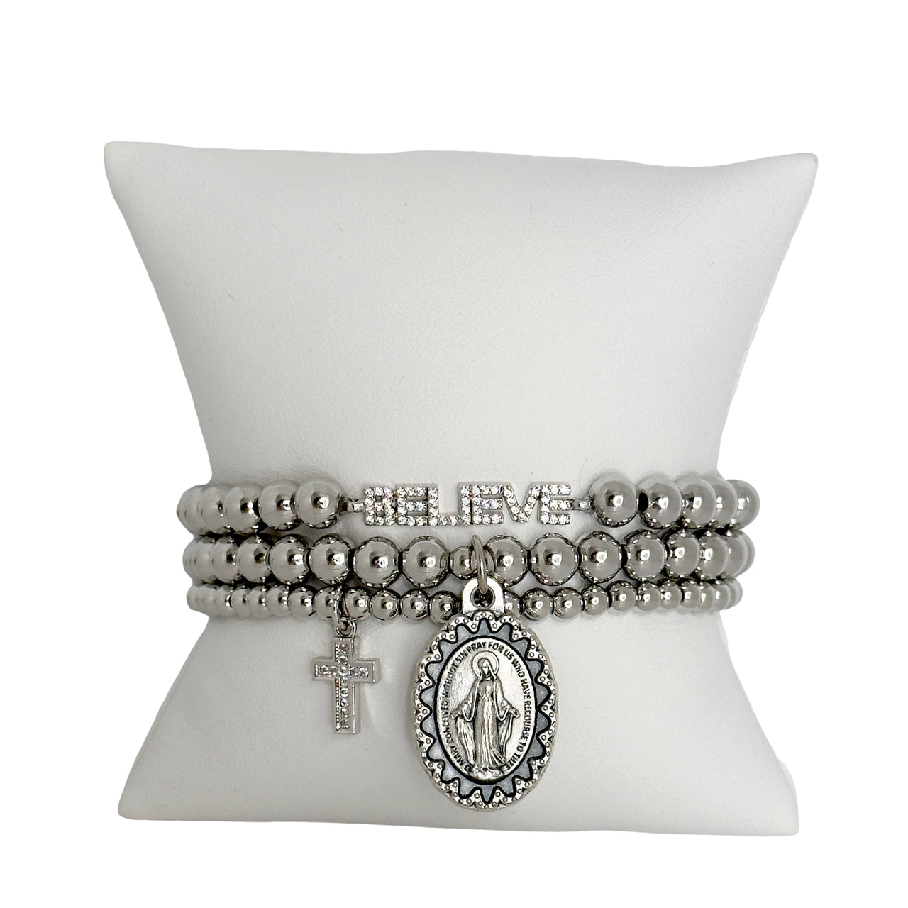 believe in the faith miraculous collection silver bracelet set love lisa