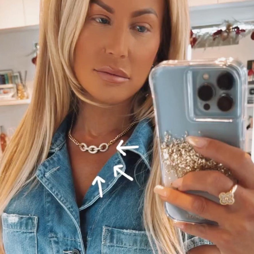 gold pavé link chain necklace gift for her