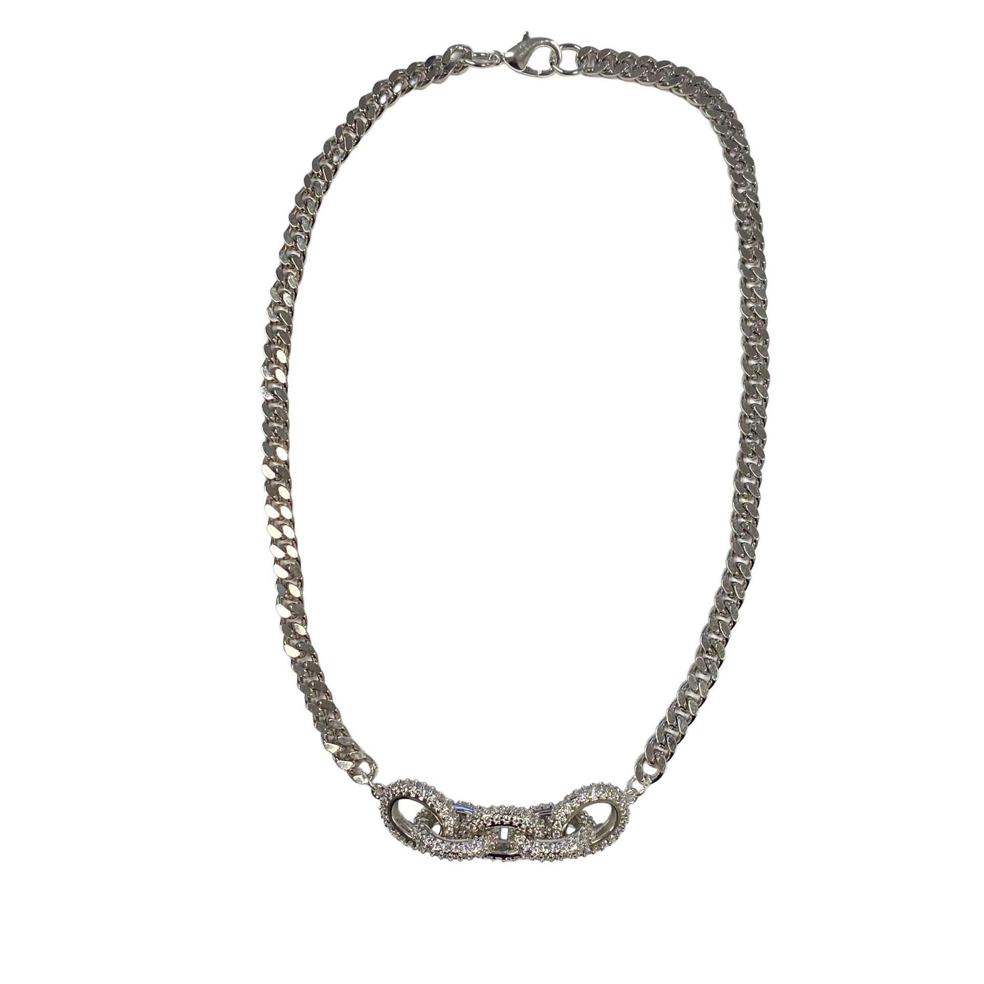 love lisa bianca pave link chain necklace in silver