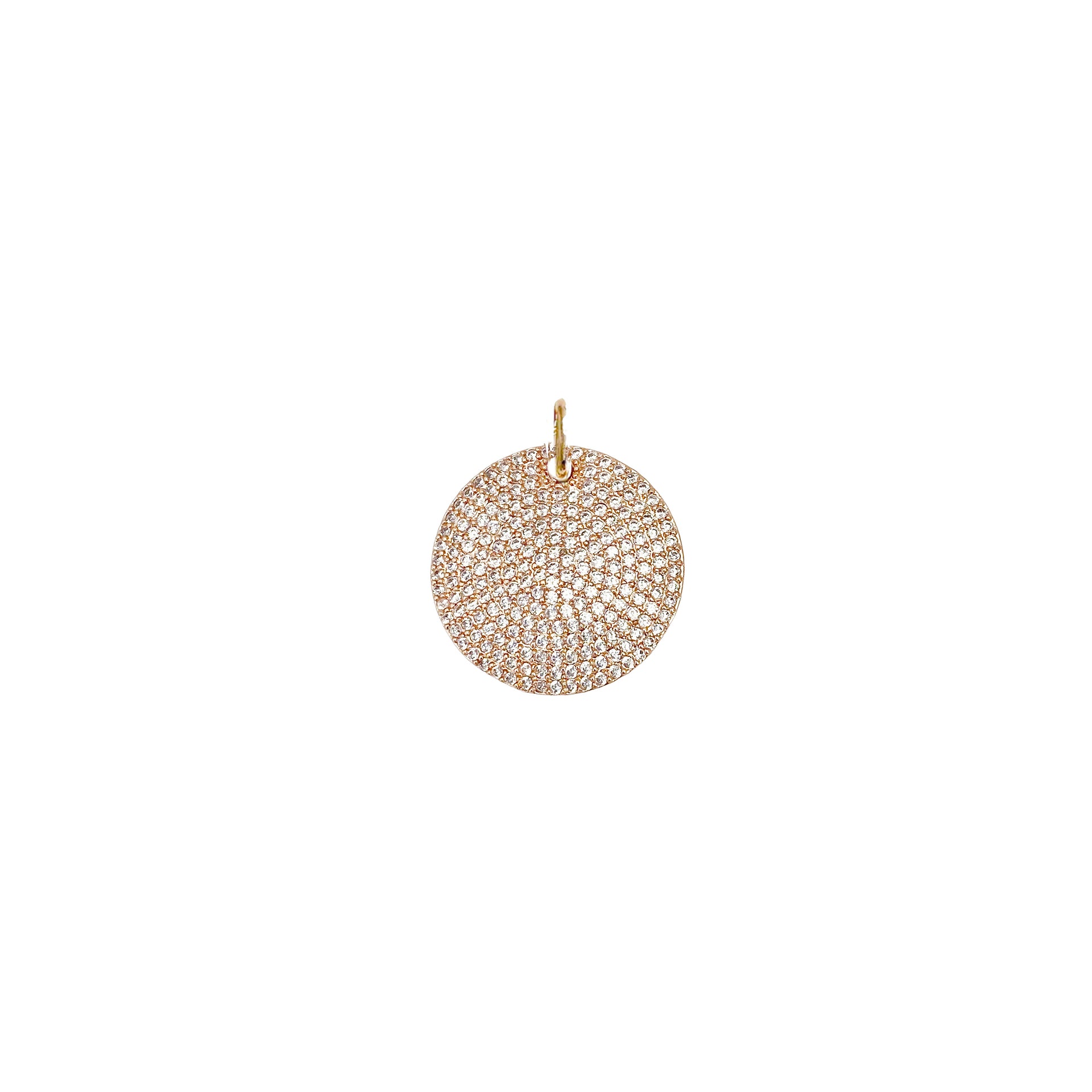 Rose gold pavé crystal disc charm for necklace or bracelet

