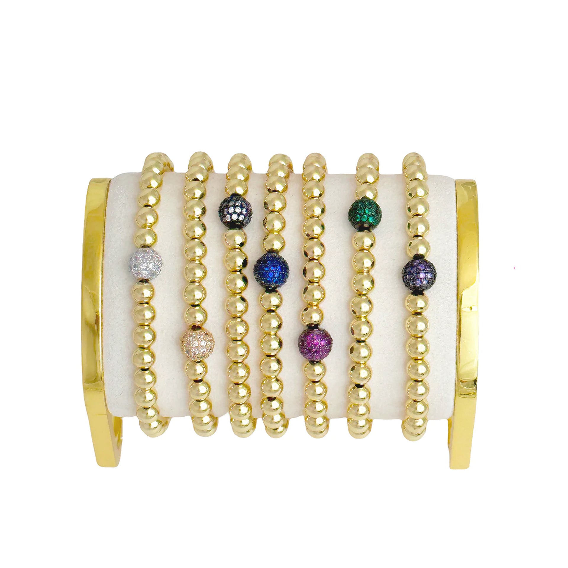 camryn colorful pave ball bracelet gold with colorful pave beads by love lisa jewelry