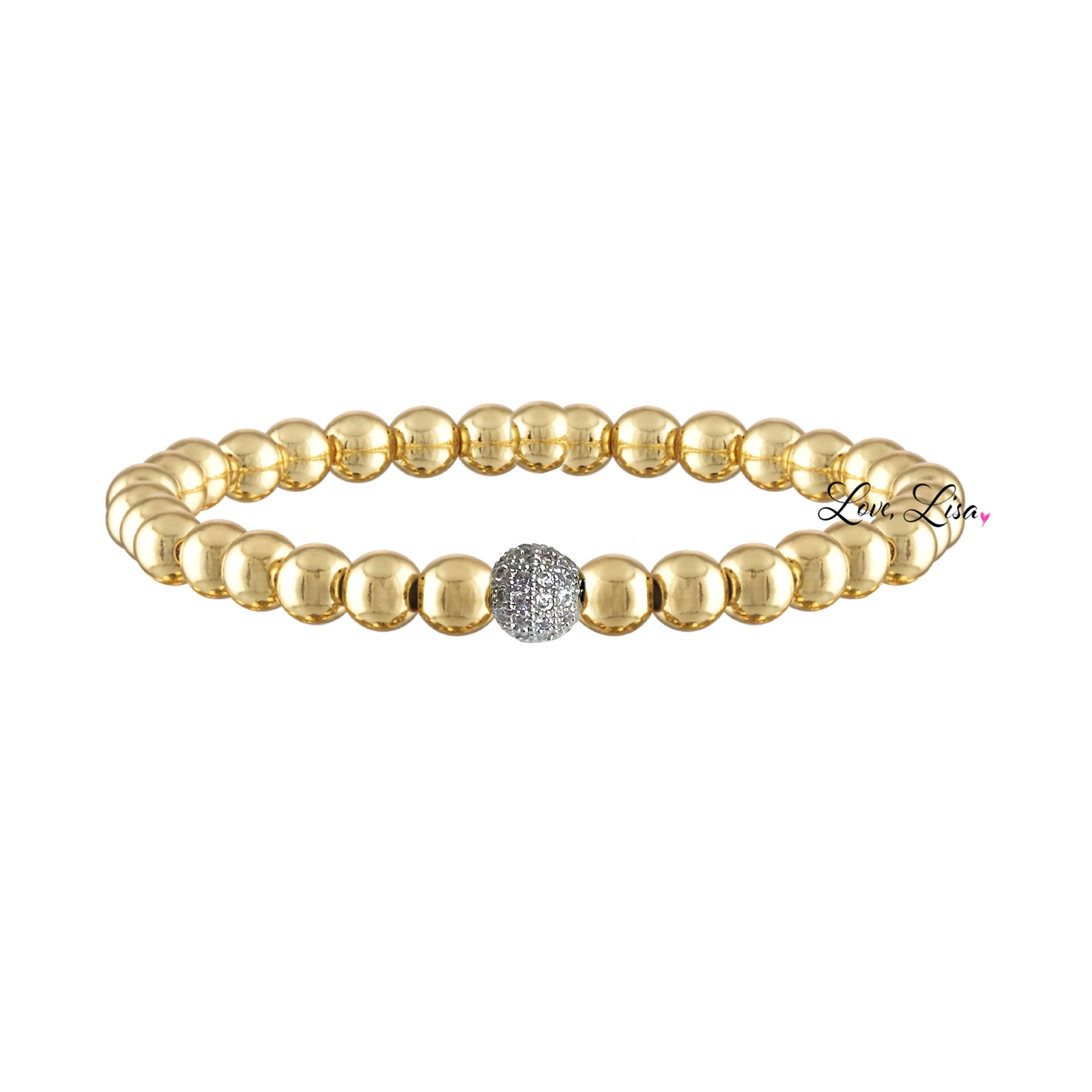 camryn colorful pave ball bracelet gold and silver combination pave bead by love lisa jewelry