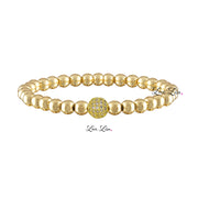 Gold beaded pave ball bracelet