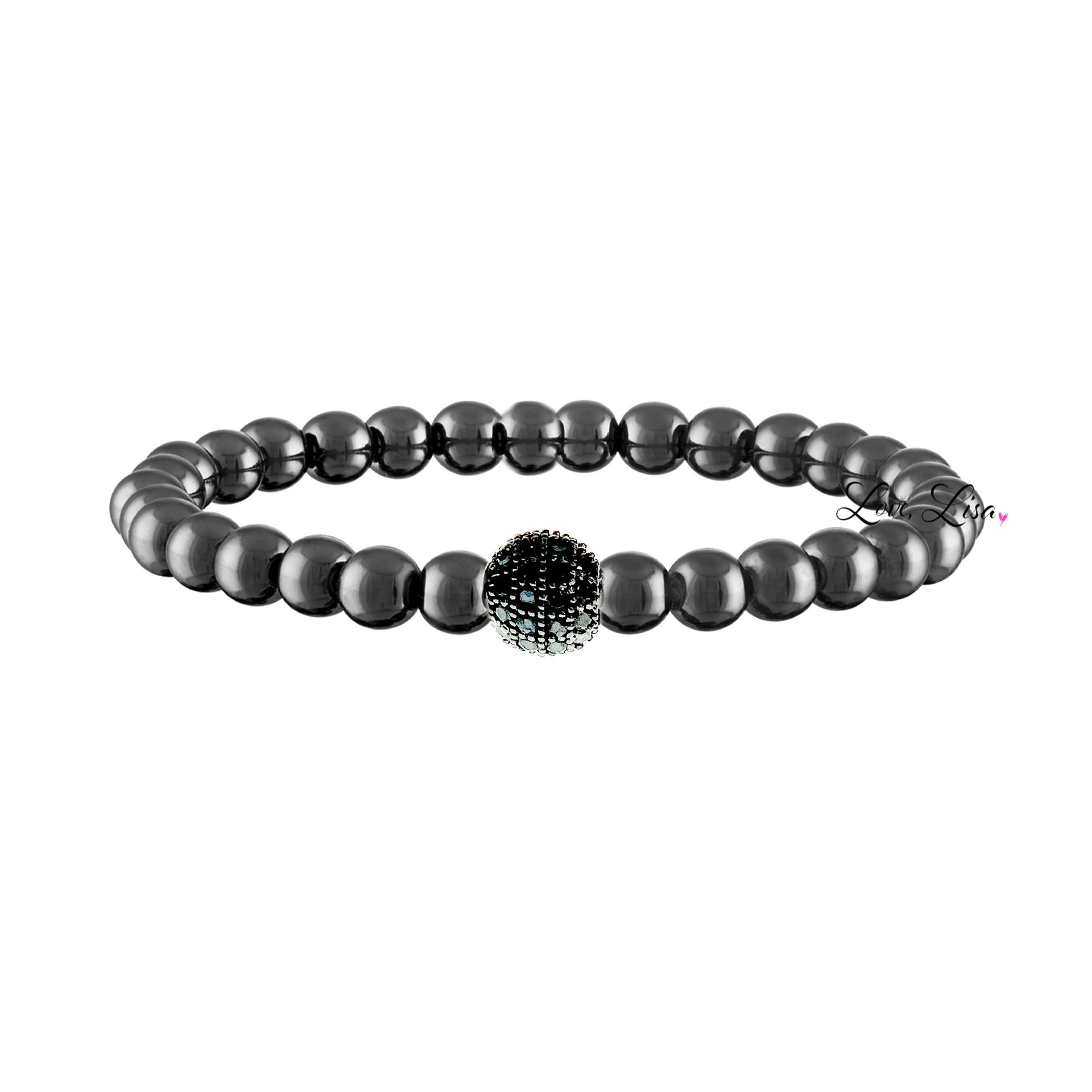 Love Lisa Camryns Pave Ball Bracelet gunmetal black mix