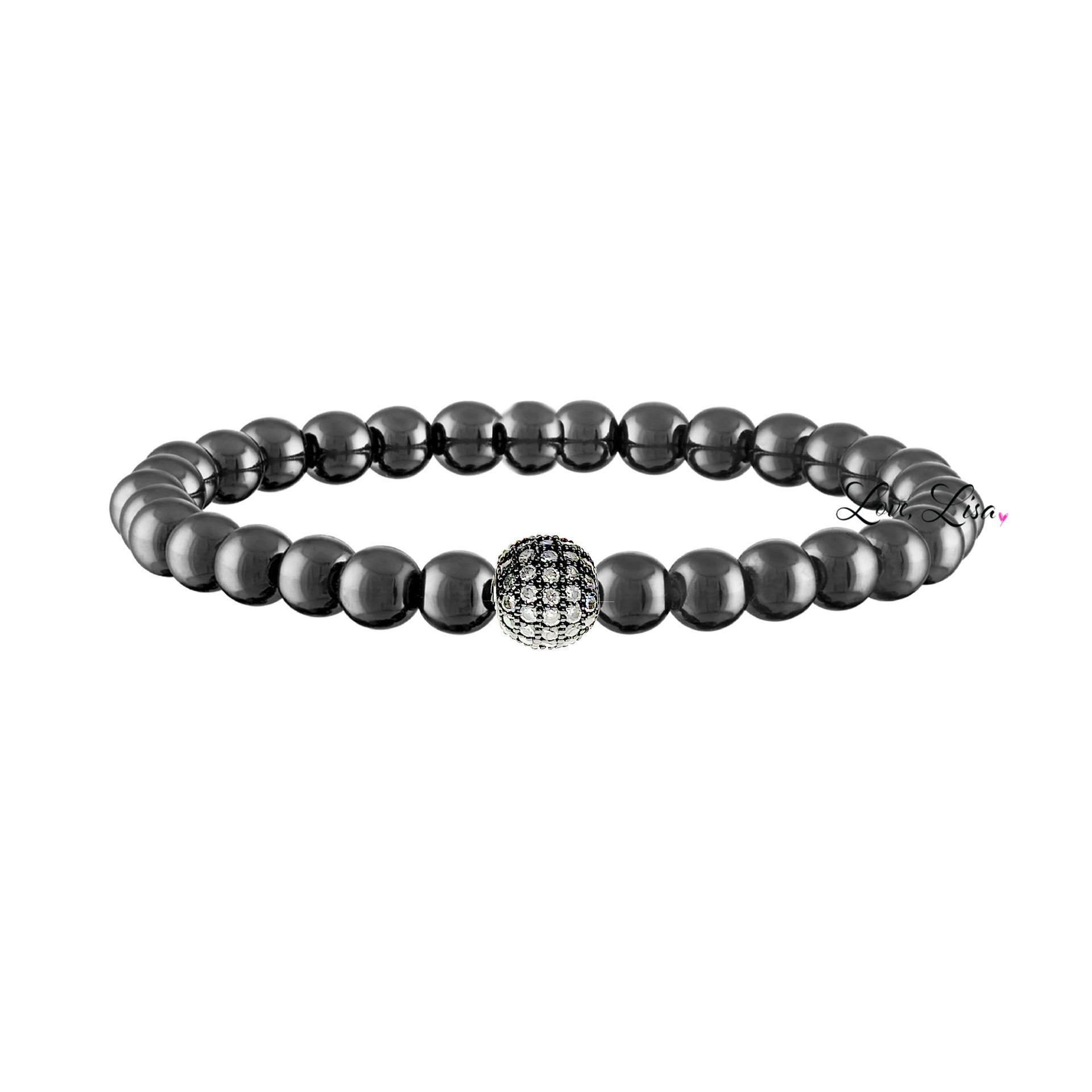Love Lisa Camryns Pave Ball Bracelet gunmetal beads