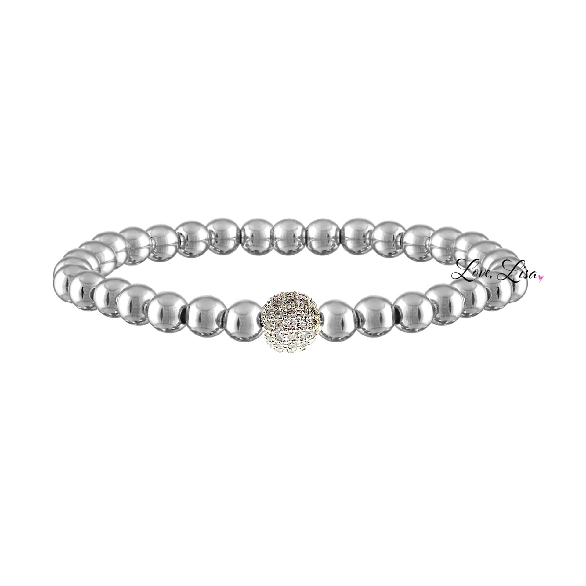 Love Lisa Camryns Pave Ball Bracelet silver beads