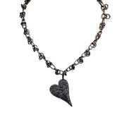 carrie love knot heart necklace black chain with pave crystal heart pendant by love lisa jewelry