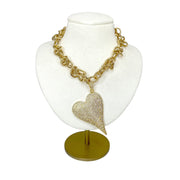 carrie love knot heart necklace displayed on bust gold chain with heart pendant by love lisa jewelry