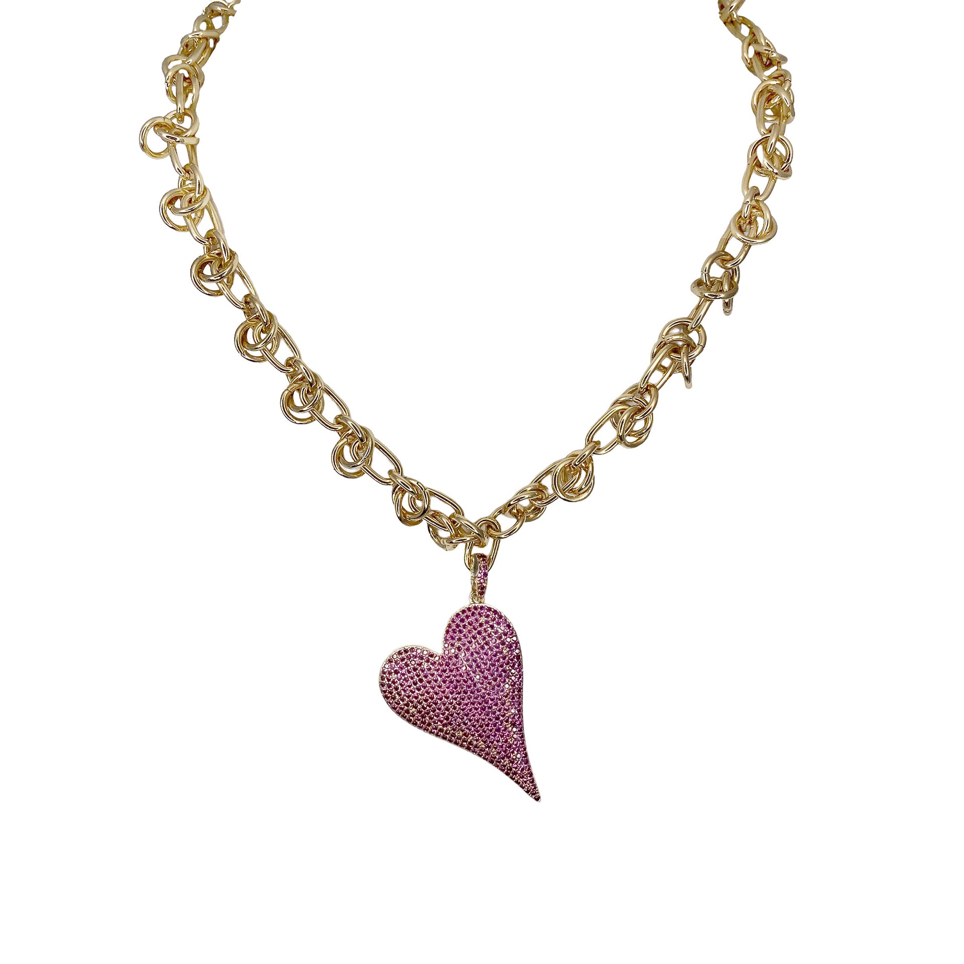 carrie love knot heart necklace gold and pink pave crystal heart pendant by love lisa jewelry