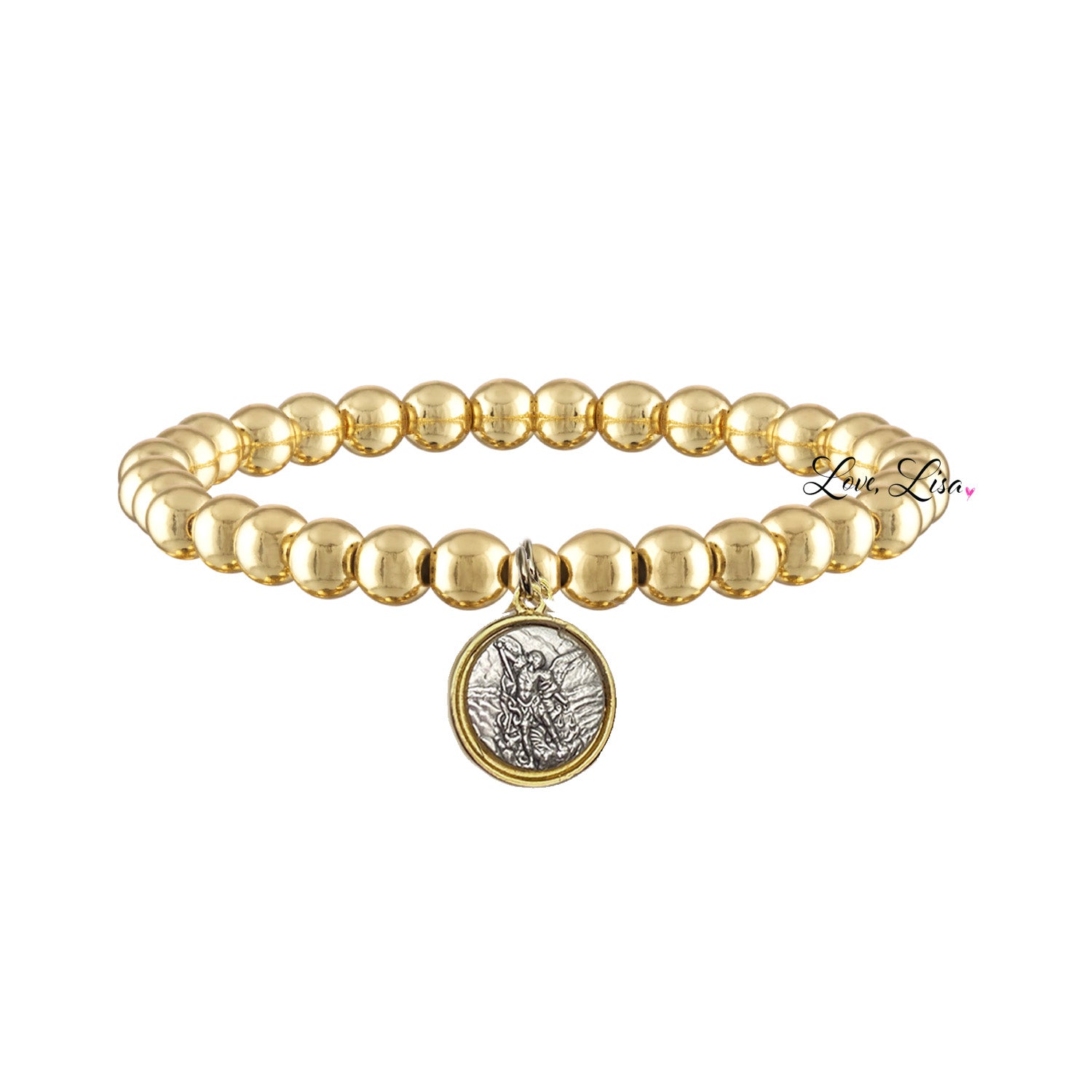 catholic medal saint beaded bracelet st christopher gold bracelet protection jewelry by love lisa