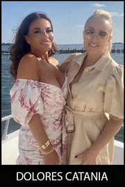 celebrity famous five stack of beaded bracelets worn by celebrity Dolores Catania Real housewives of new jersey gold and silver stack by love lisa jewelry