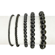 celebrity famous five stack of beaded bracelets gunmetal black metallic beaded stack by love lisa jewelry