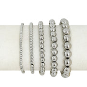 celebrity famous five stack of beaded bracelets silver beaded stack on display by love lisa jewelry
