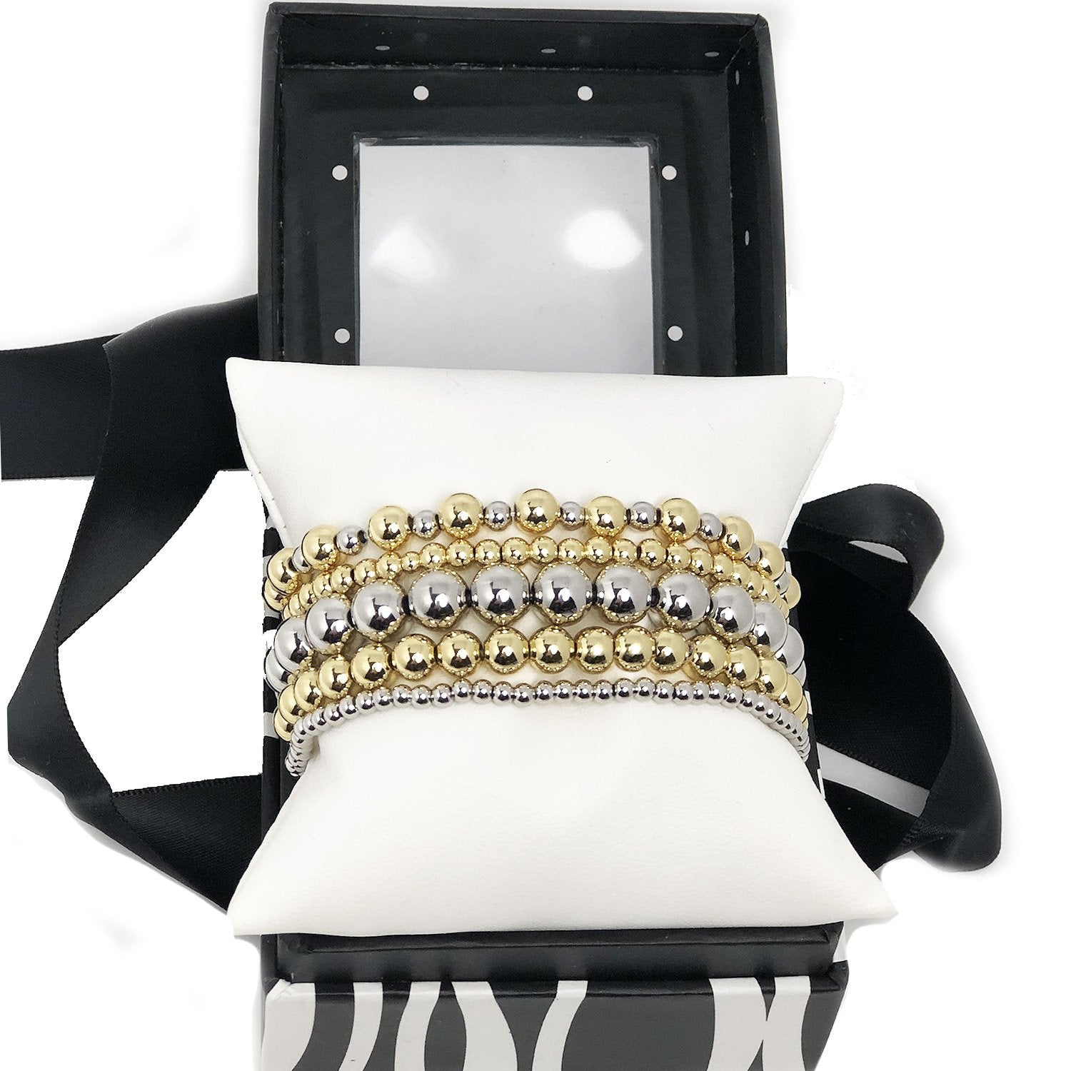 celebrity famous five stack of beaded bracelets gift box packaging by love lisa jewelry