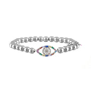 cheryls colorful chic evil eye beaded bracelet in silver with crystal evil eye