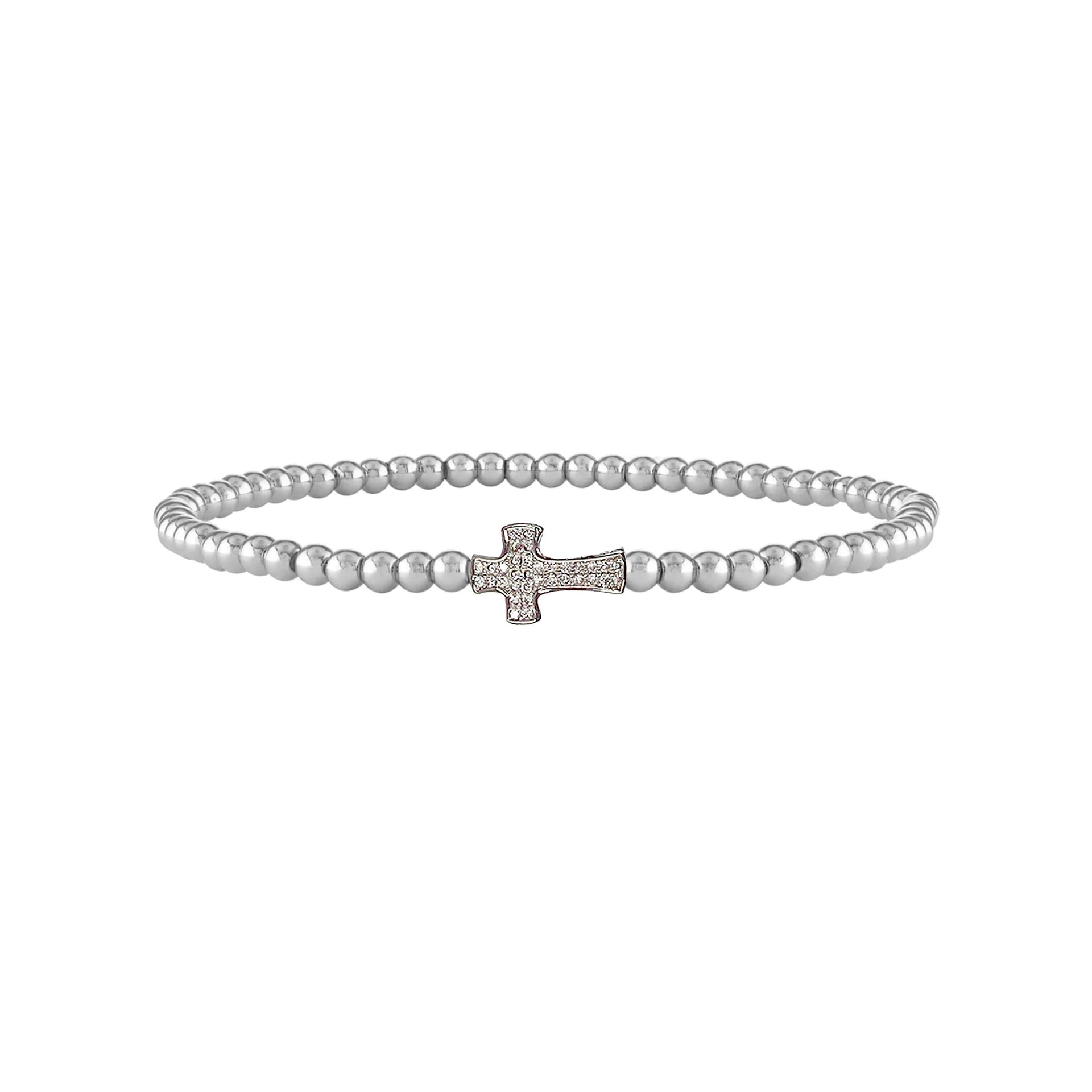 christine cross anklet silver side by side cross beaded anklet