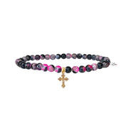 christine cross anklet black pink beaded anklet with cross charm