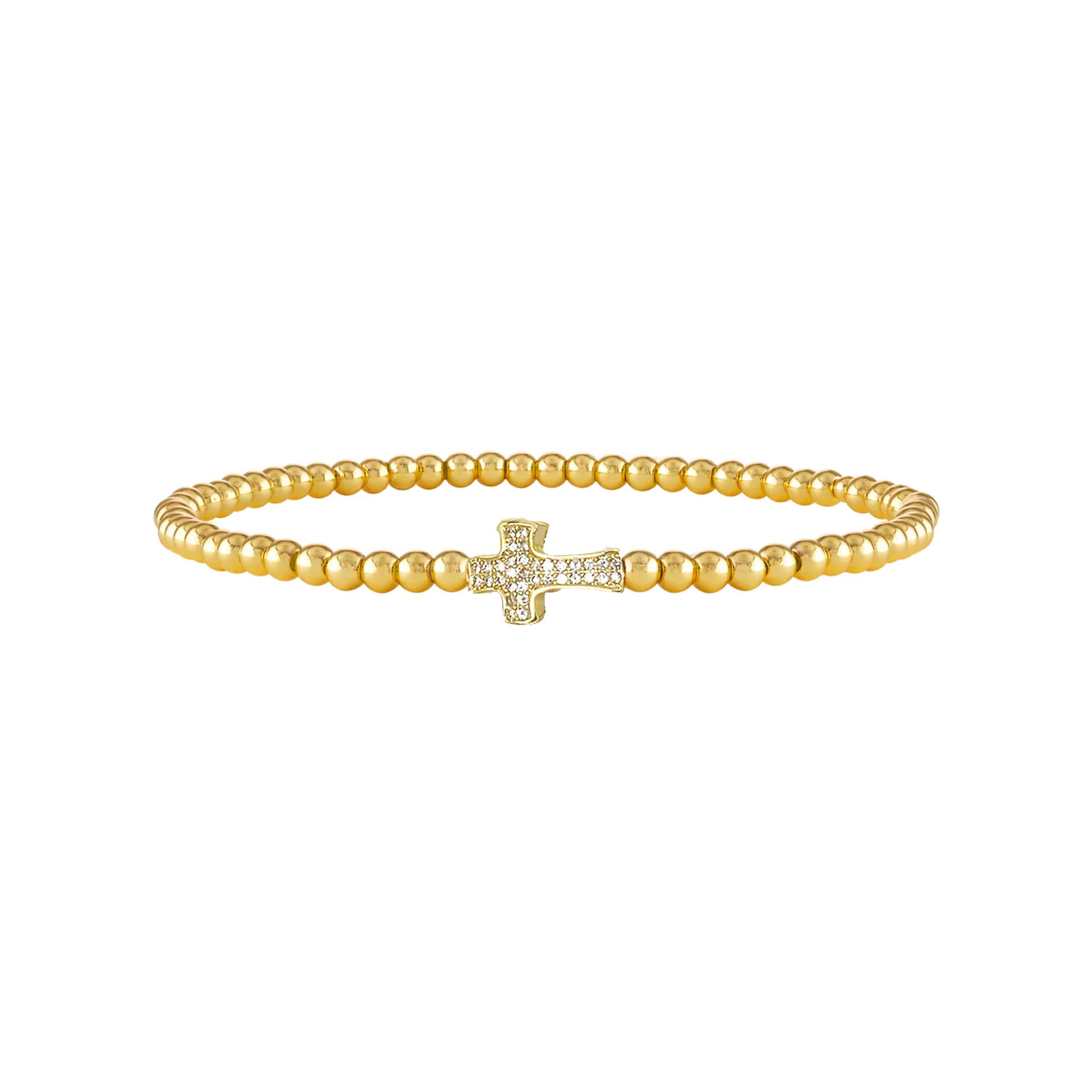 christine cross anklet gold side by side cross beaded anklet
