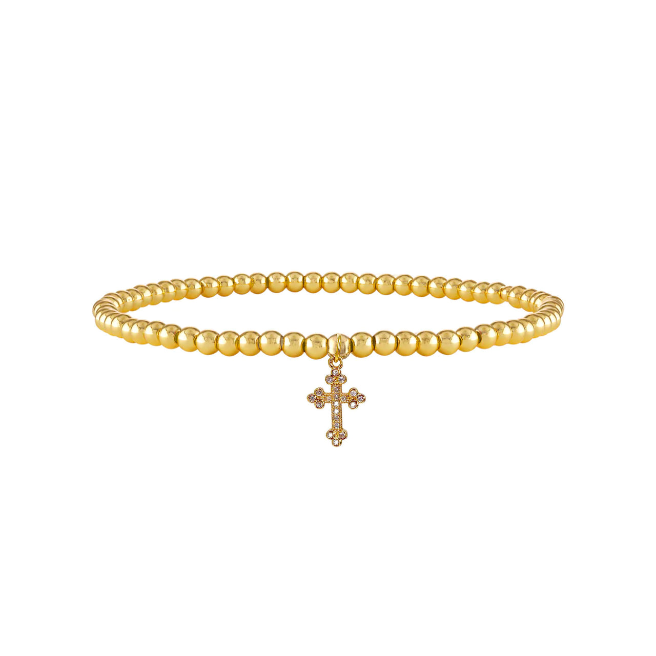 christine cross anklet in gold beaded style with cross charm