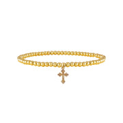 christine cross anklet in gold beaded style with cross charm