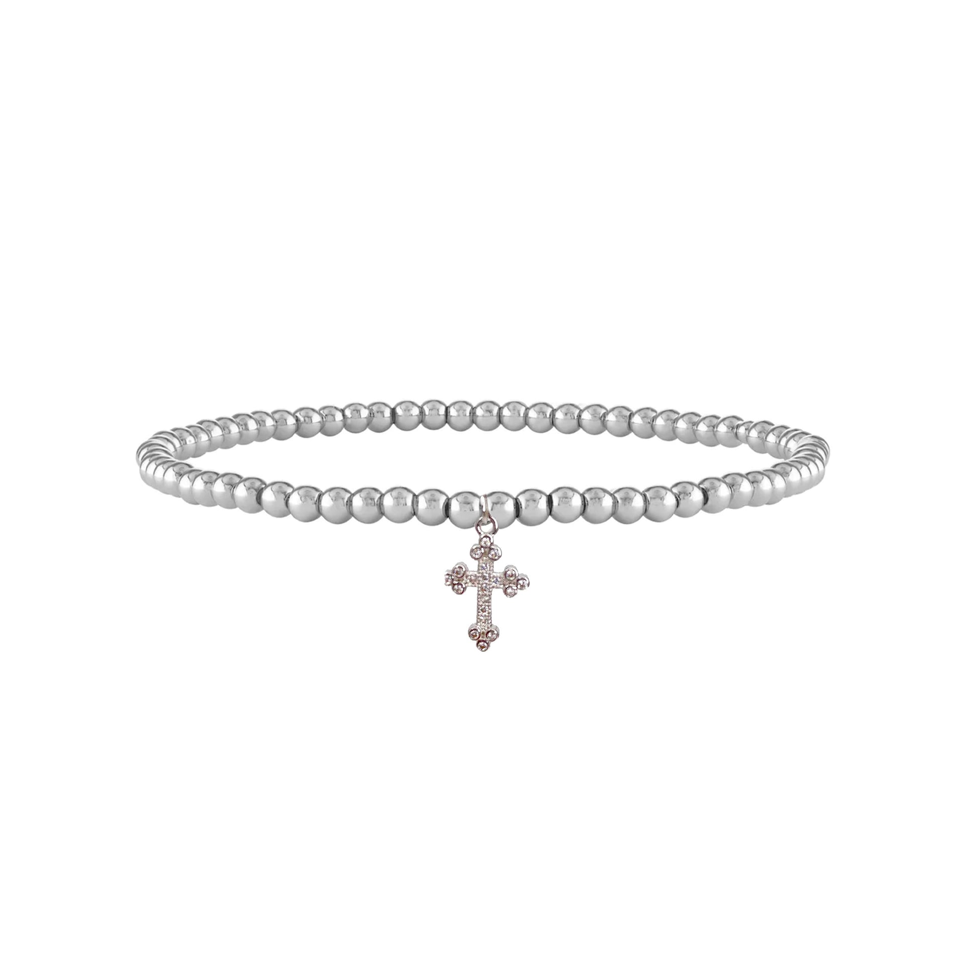 love lisa christine cross anklet silver beaded jewelry elastic ankle bracelet