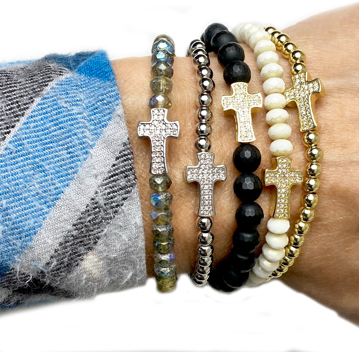 christine-sparkling-cross-beaded-bracelet-stacked-love-lisa